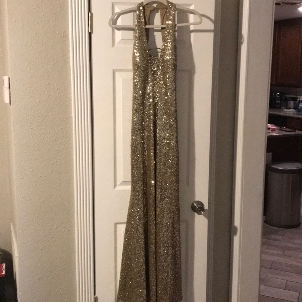 Gold Sequin Prom Dress
